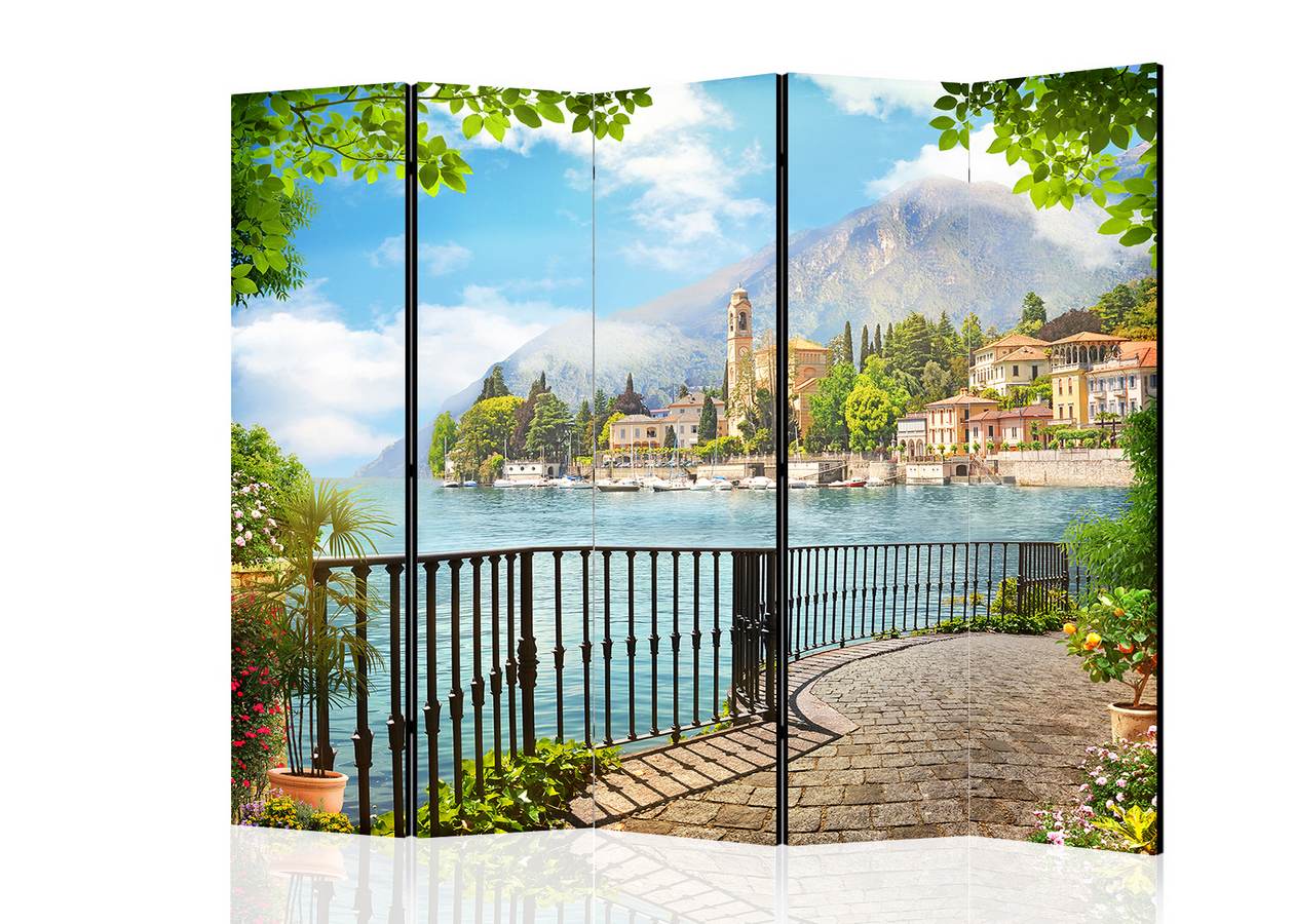 Paravan decorativ Balcon pe malul lacului cu 5 secțiuni