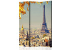 Paravan decorativ Paris și Turnul Eiffel toamna în amenajare interioară