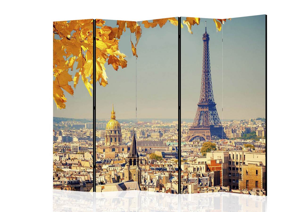 Paravan decorativ Paris și Turnul Eiffel toamna cu 5 secțiuni