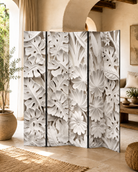 Paravan decorativ Flori albe în relief, vedere frontală