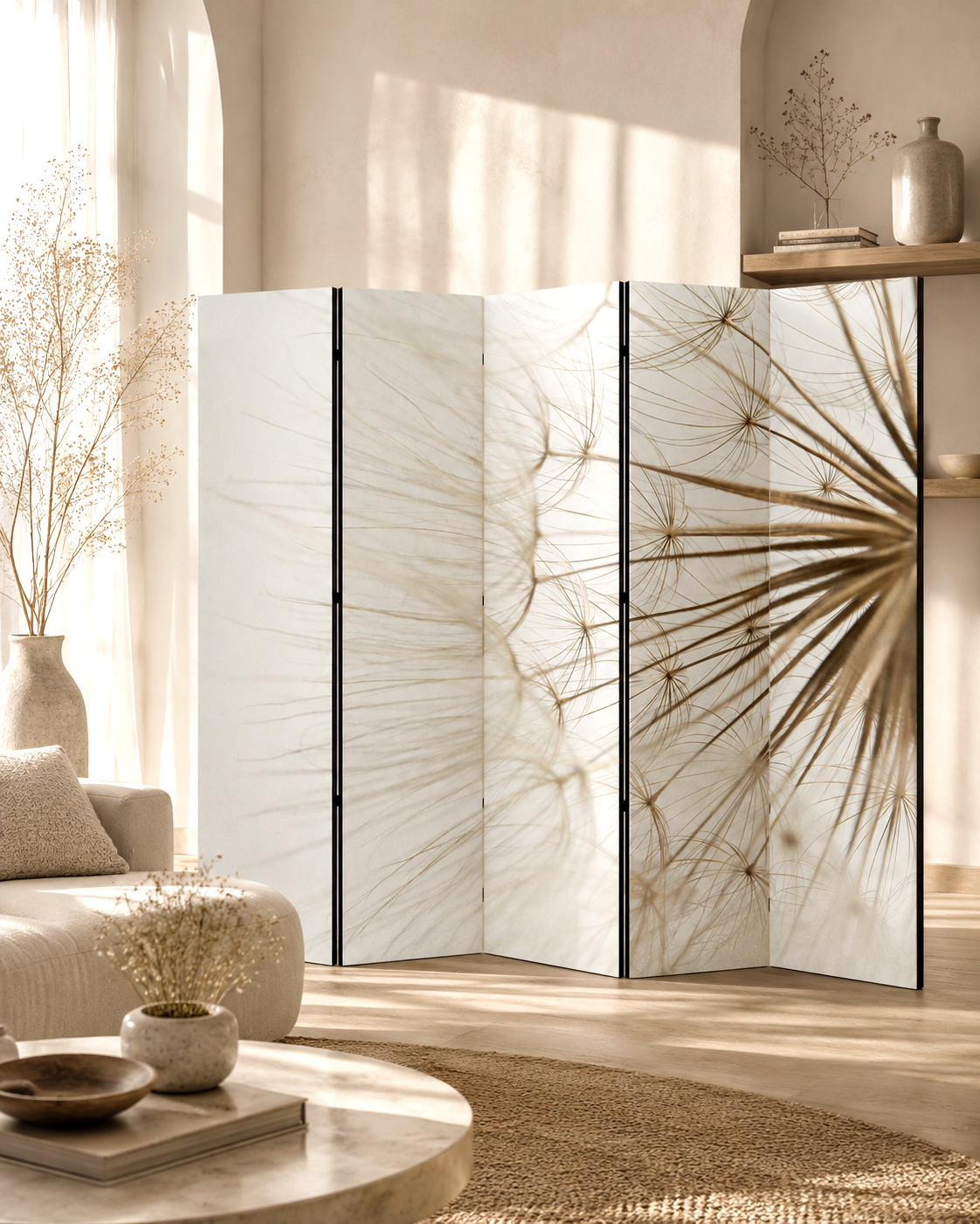 Paravan decorativ Păpădie minimalistă, vedere frontală
