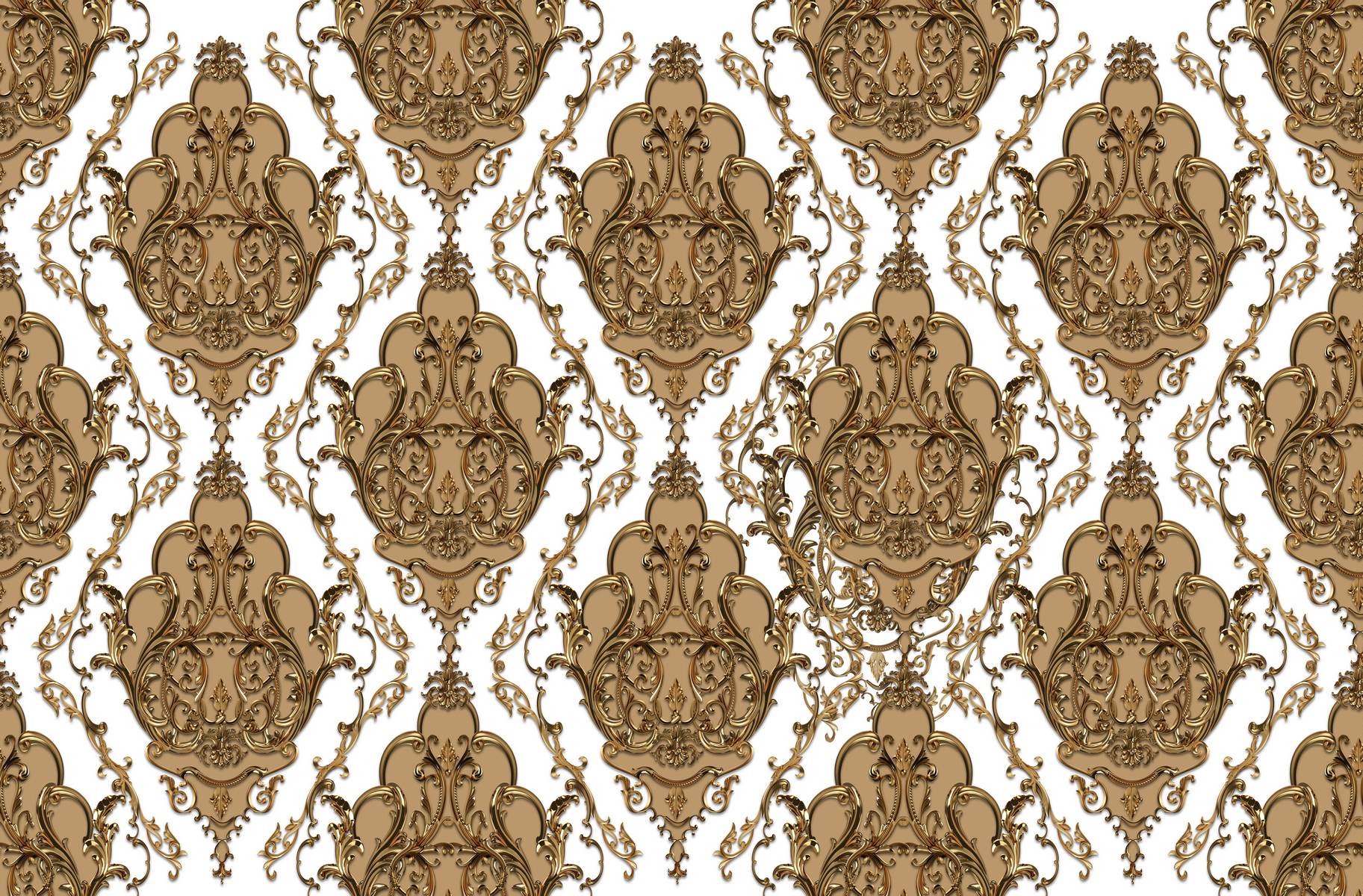 Ornament baroc auriu pe alb