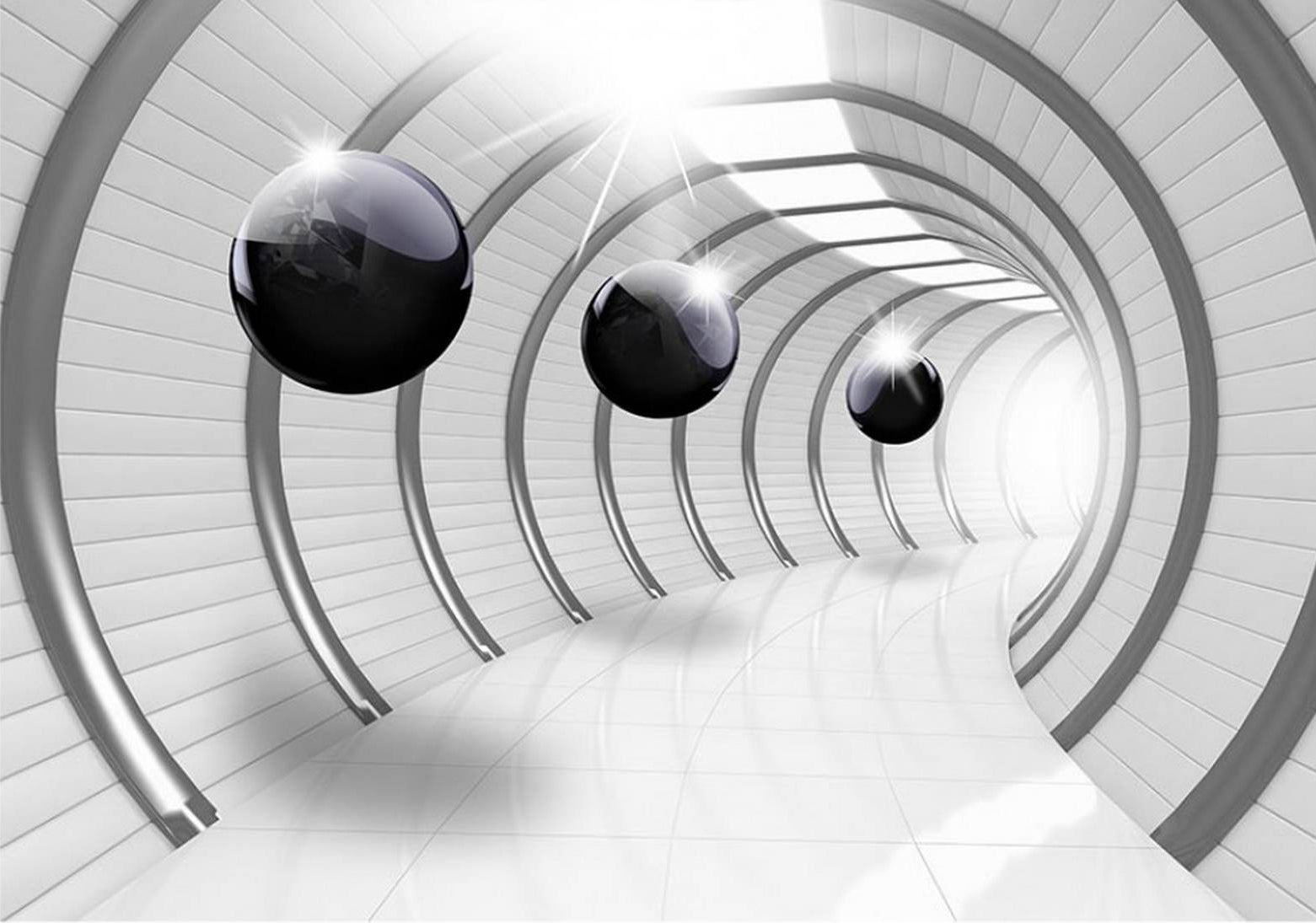 Tunel gri cu sfere negre
