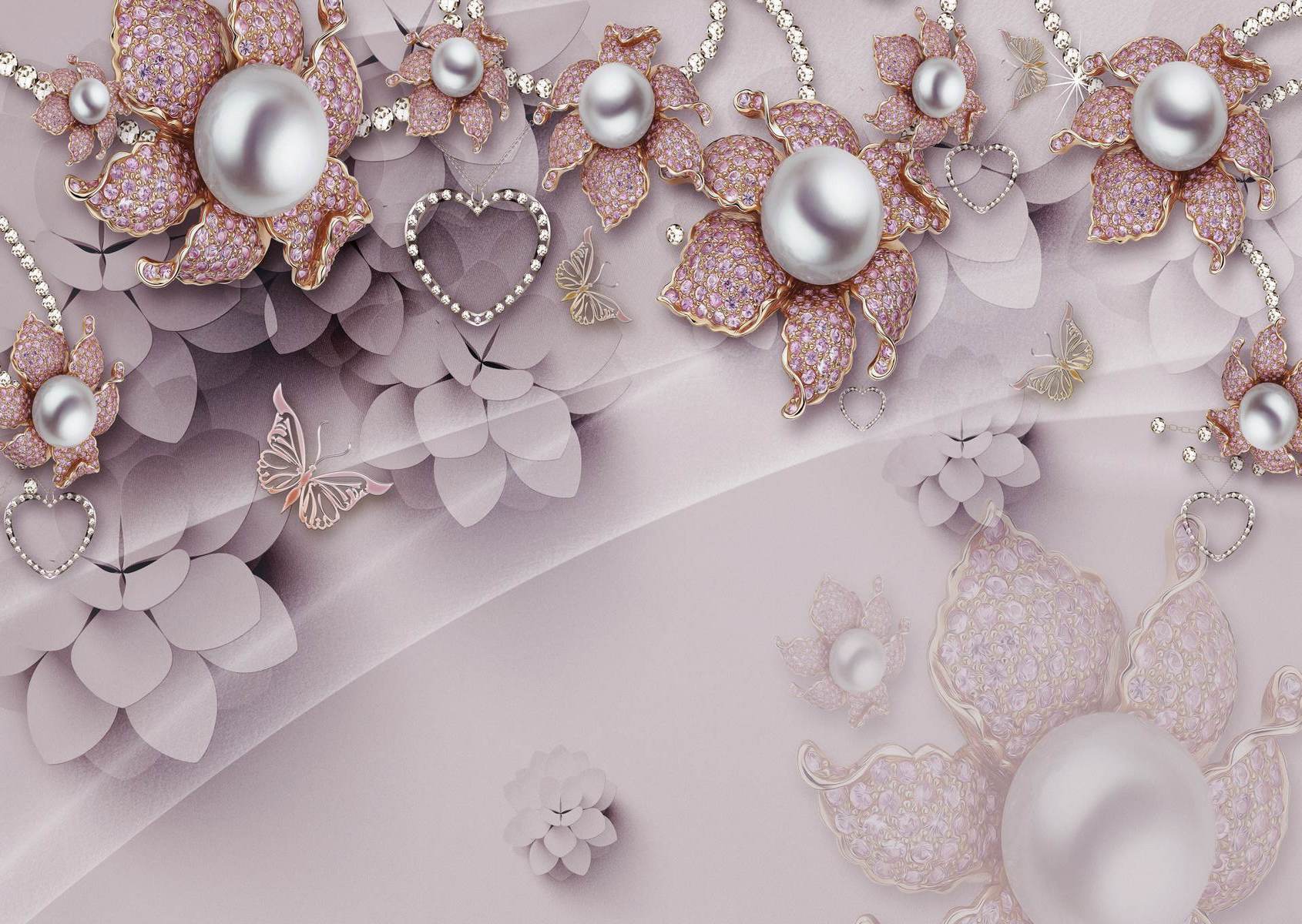 Perle roz cu flori delicate
