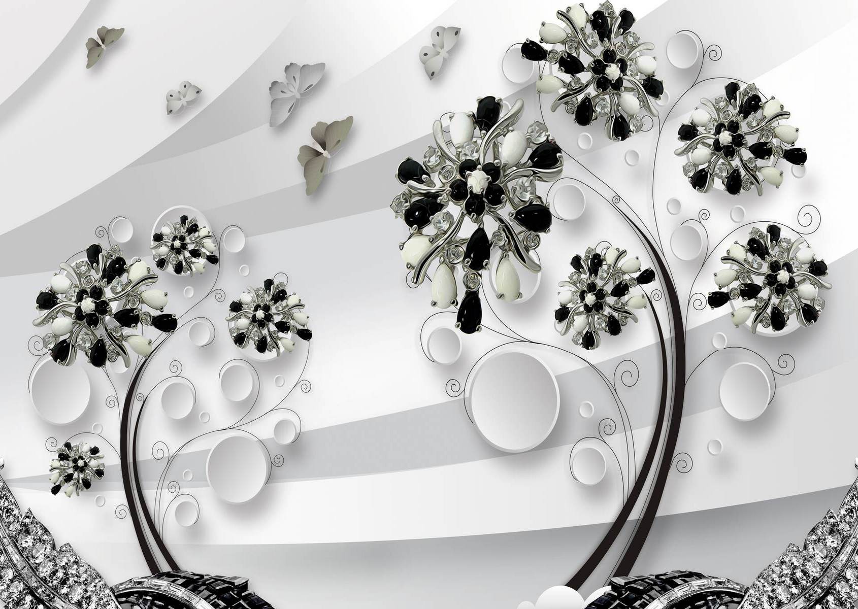 Copac decorativ alb-negru