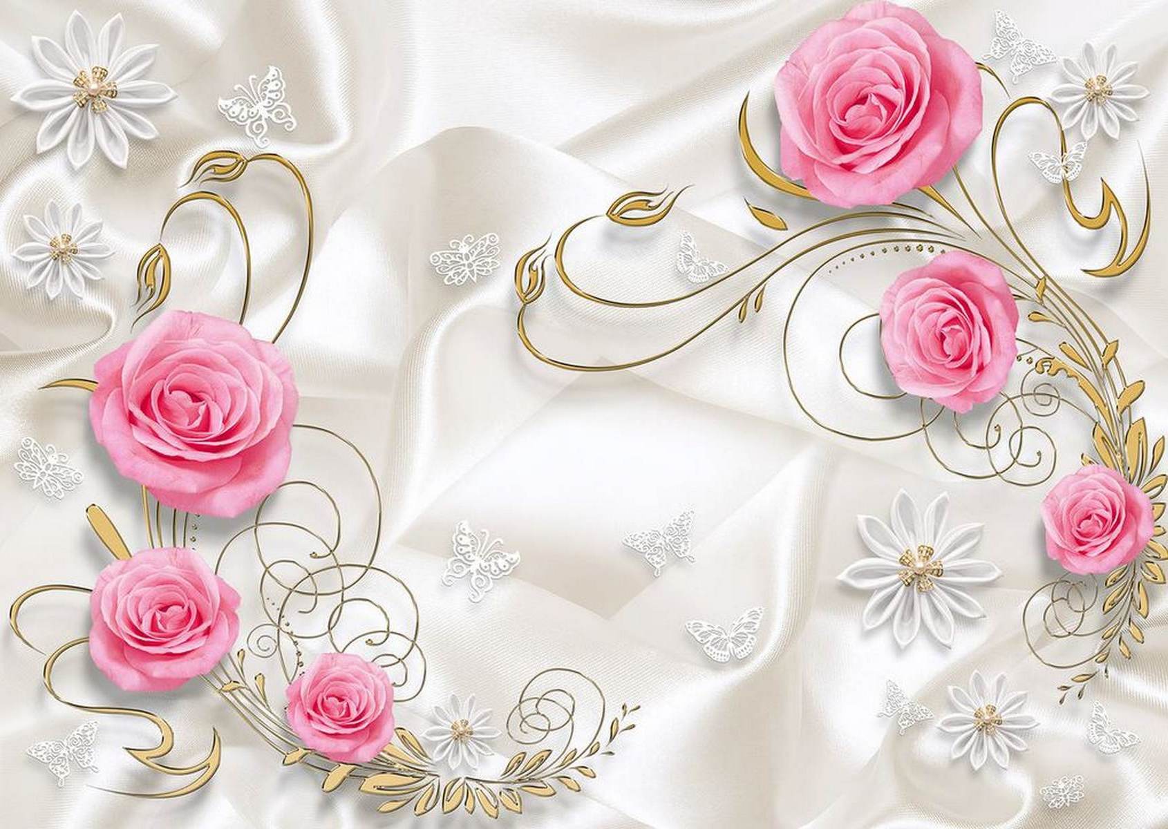 Trandafiri roz cu ornamente fine
