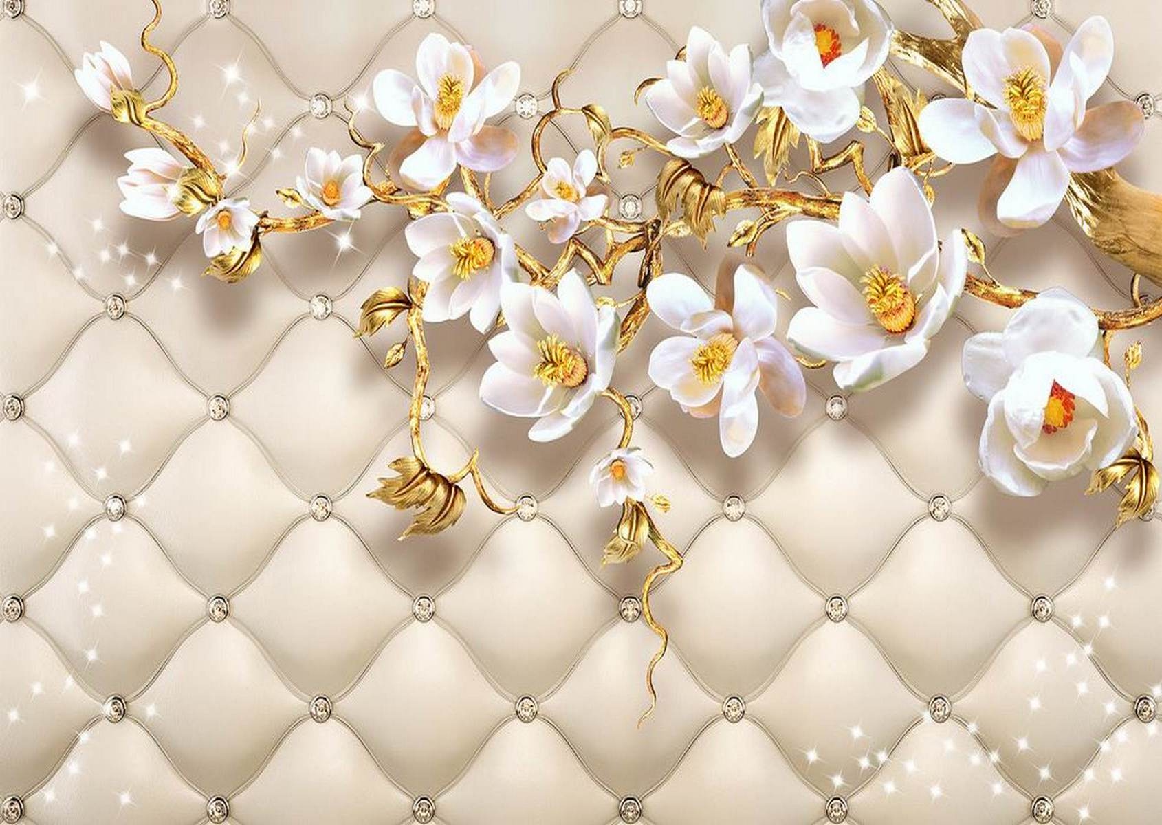 Magnolii albe cu accente aurii