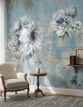 Flori vintage albastre pe fundal artistic