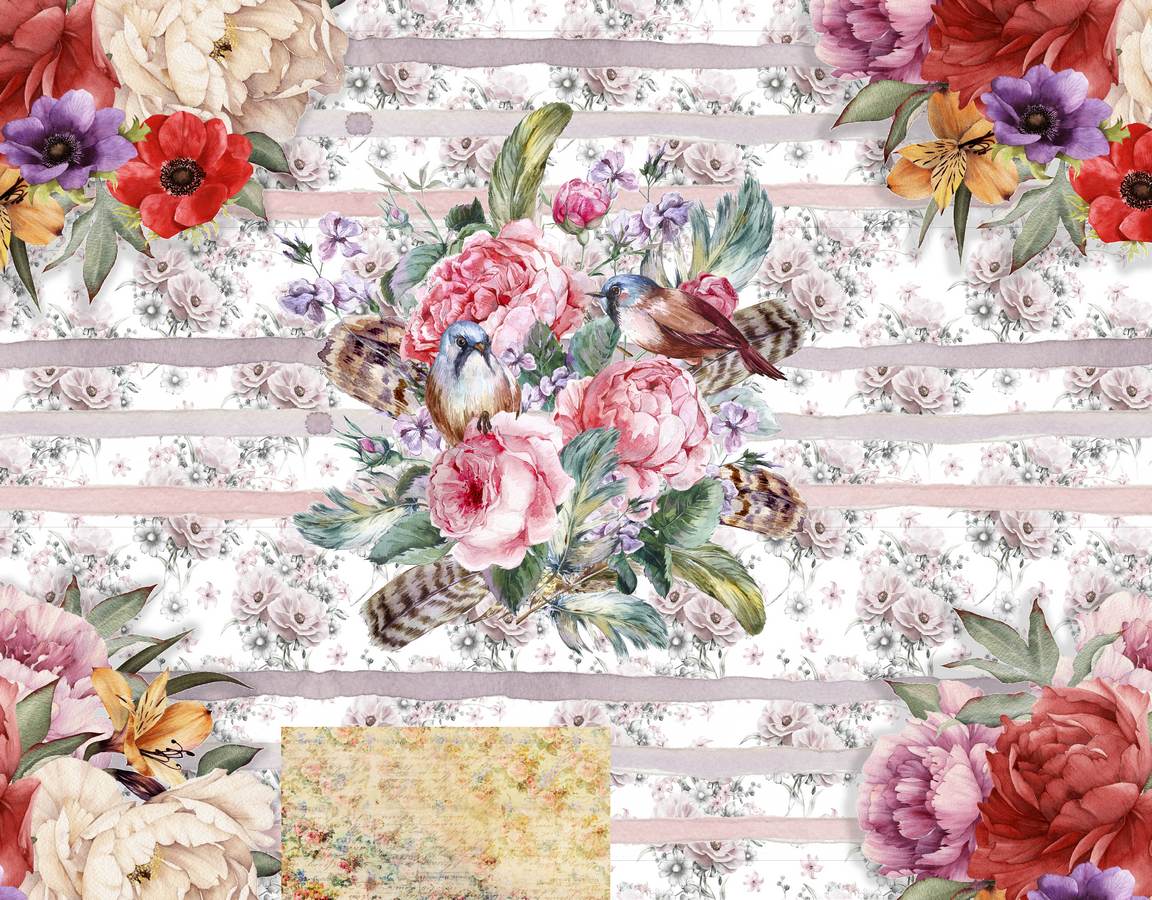 Buchet floral pe fundal vintage