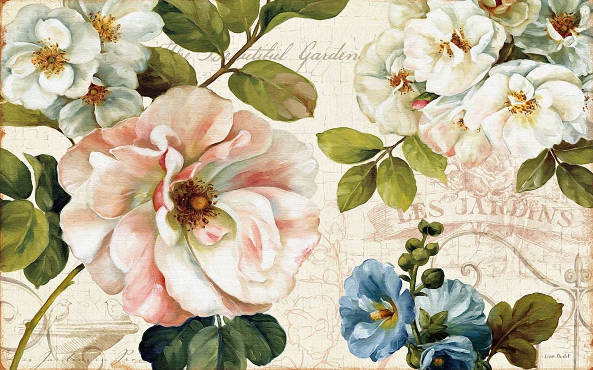 Flori pastel pe fundal vintage