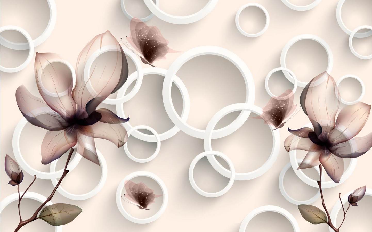 Flori abstracte cu cercuri 3D