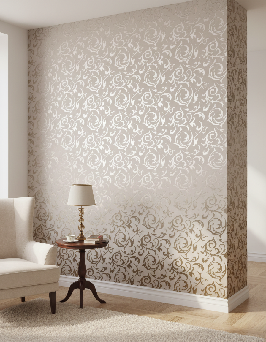 Ornament floral bej discret