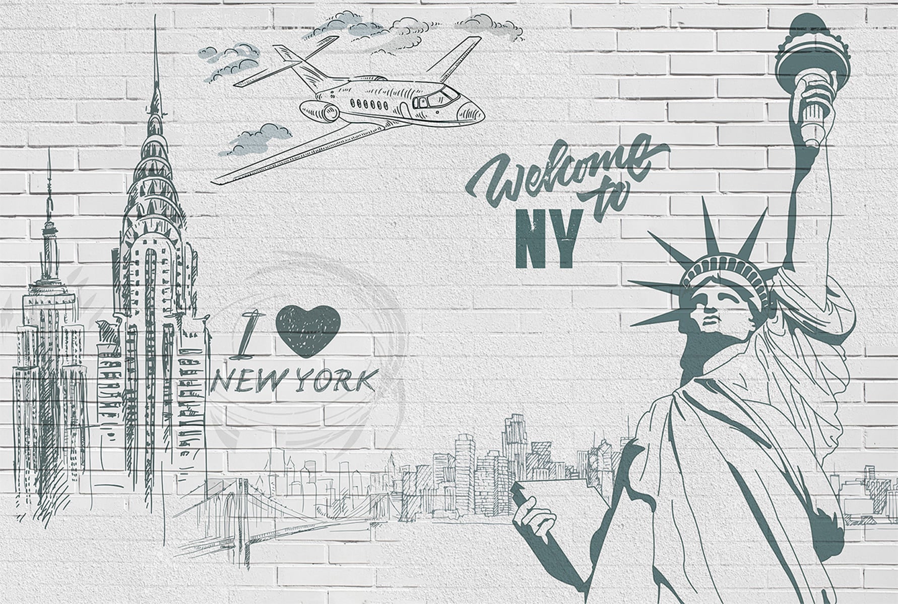 New York schițat cu statuia libertății