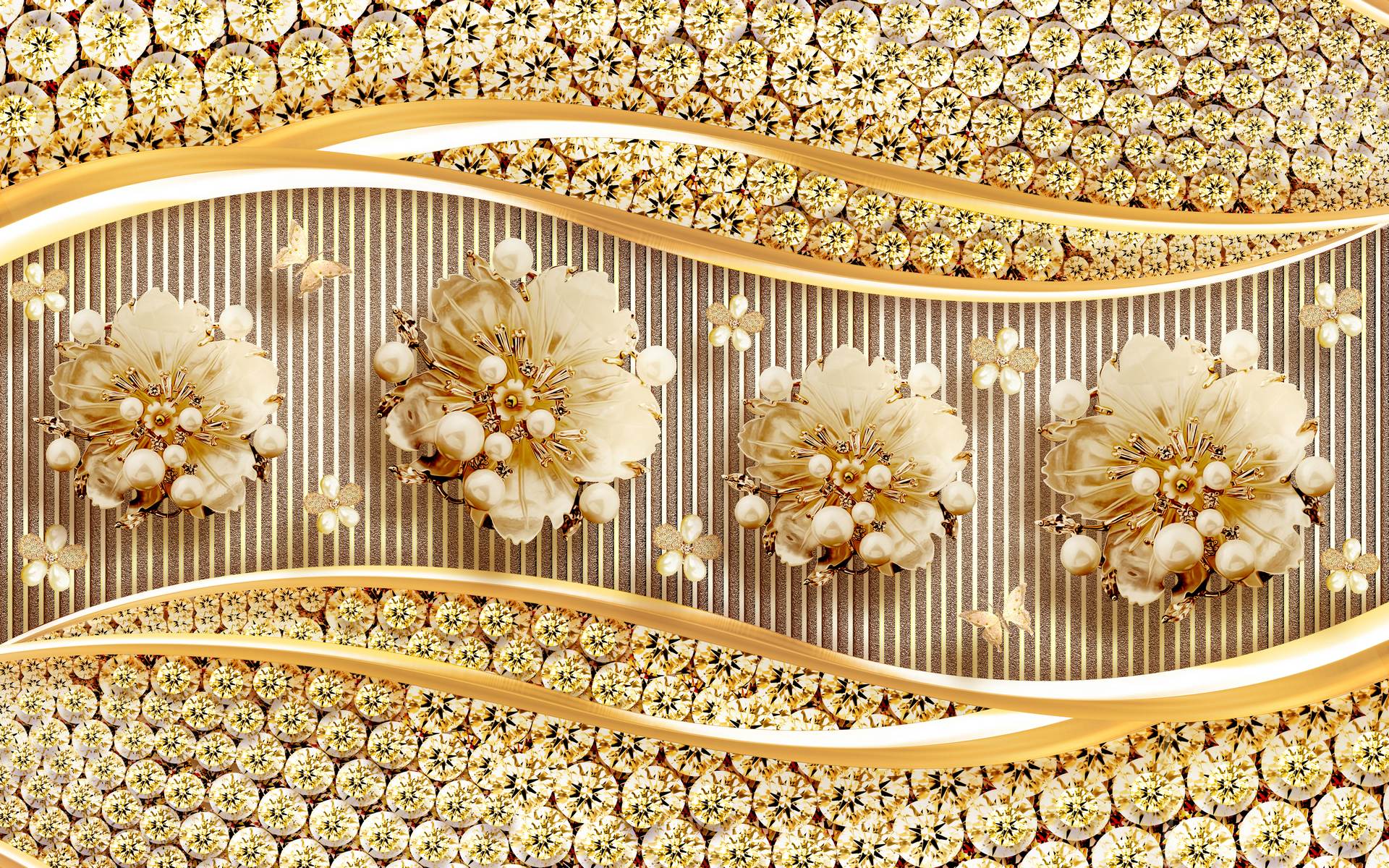Ornament auriu cu flori elegante