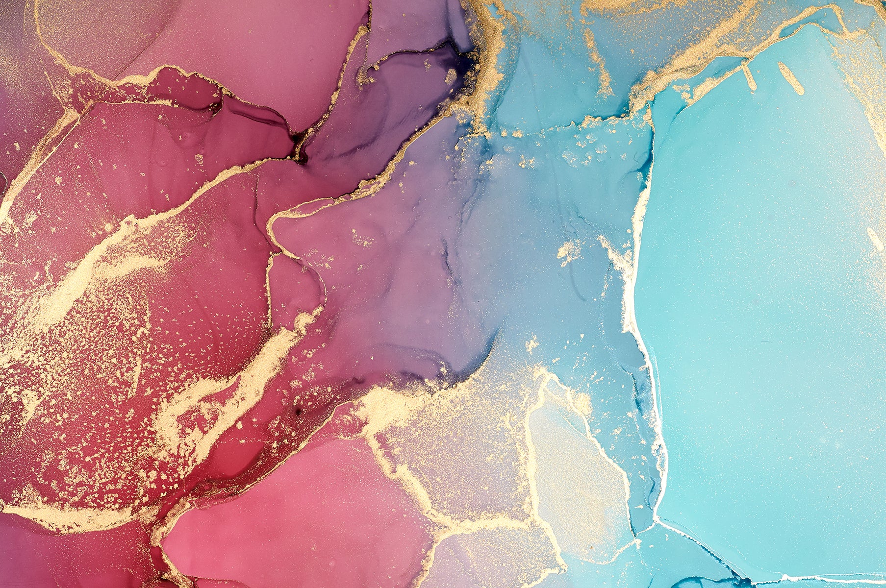 Abstract fluid roz și albastru cu accente aurii
