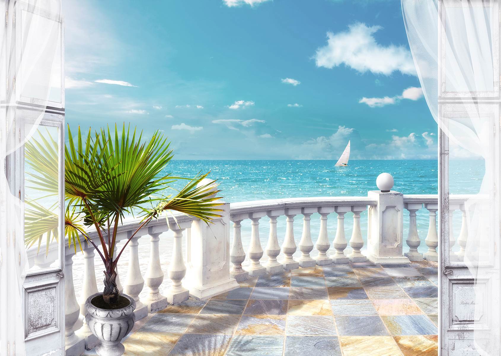 Balcon luminos cu vedere spre ocean