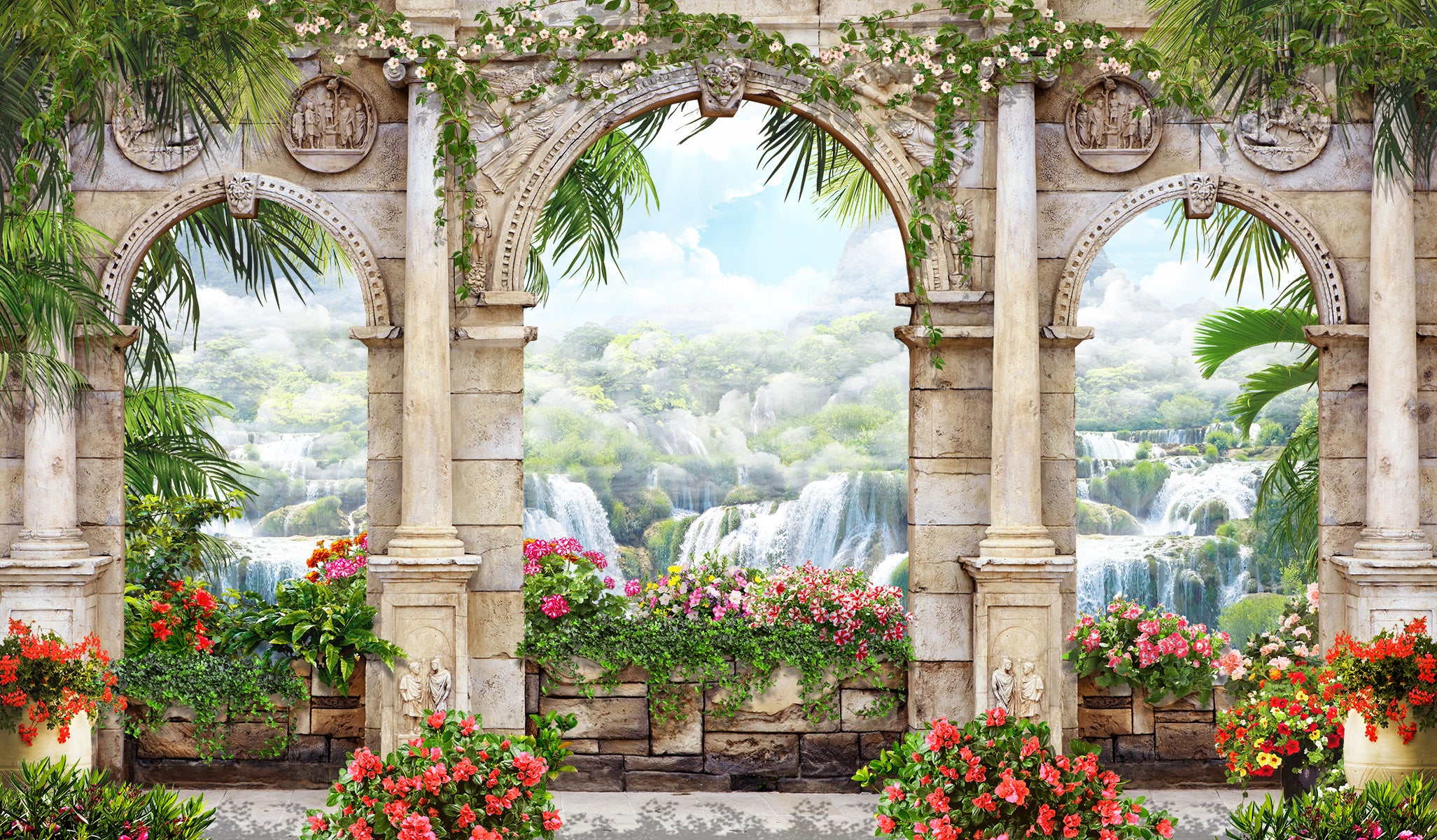 Arcade florale cu grădină tropicală