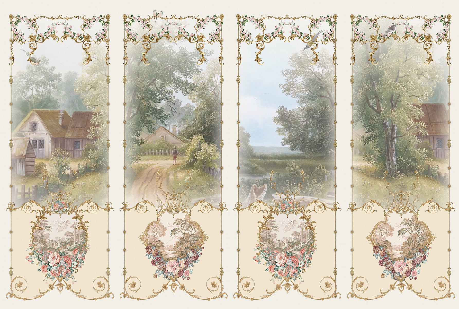 Panouri vintage cu peisaje romantice