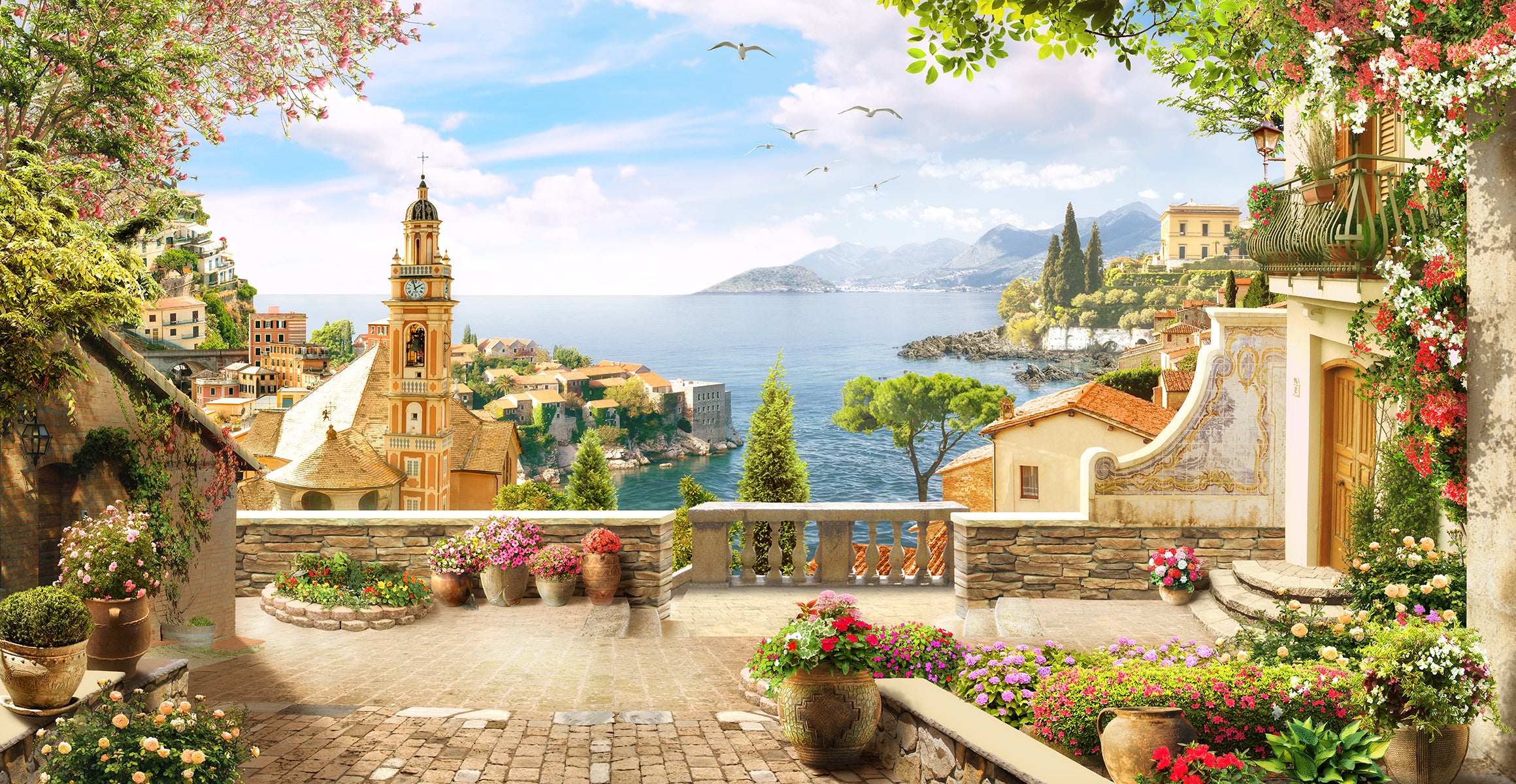 Terasă mediteraneană cu vedere spre mare