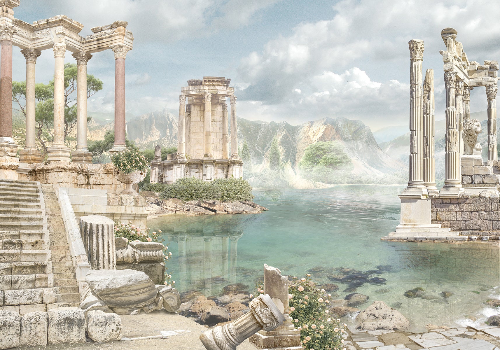 Ruine antice pe malul lagunei