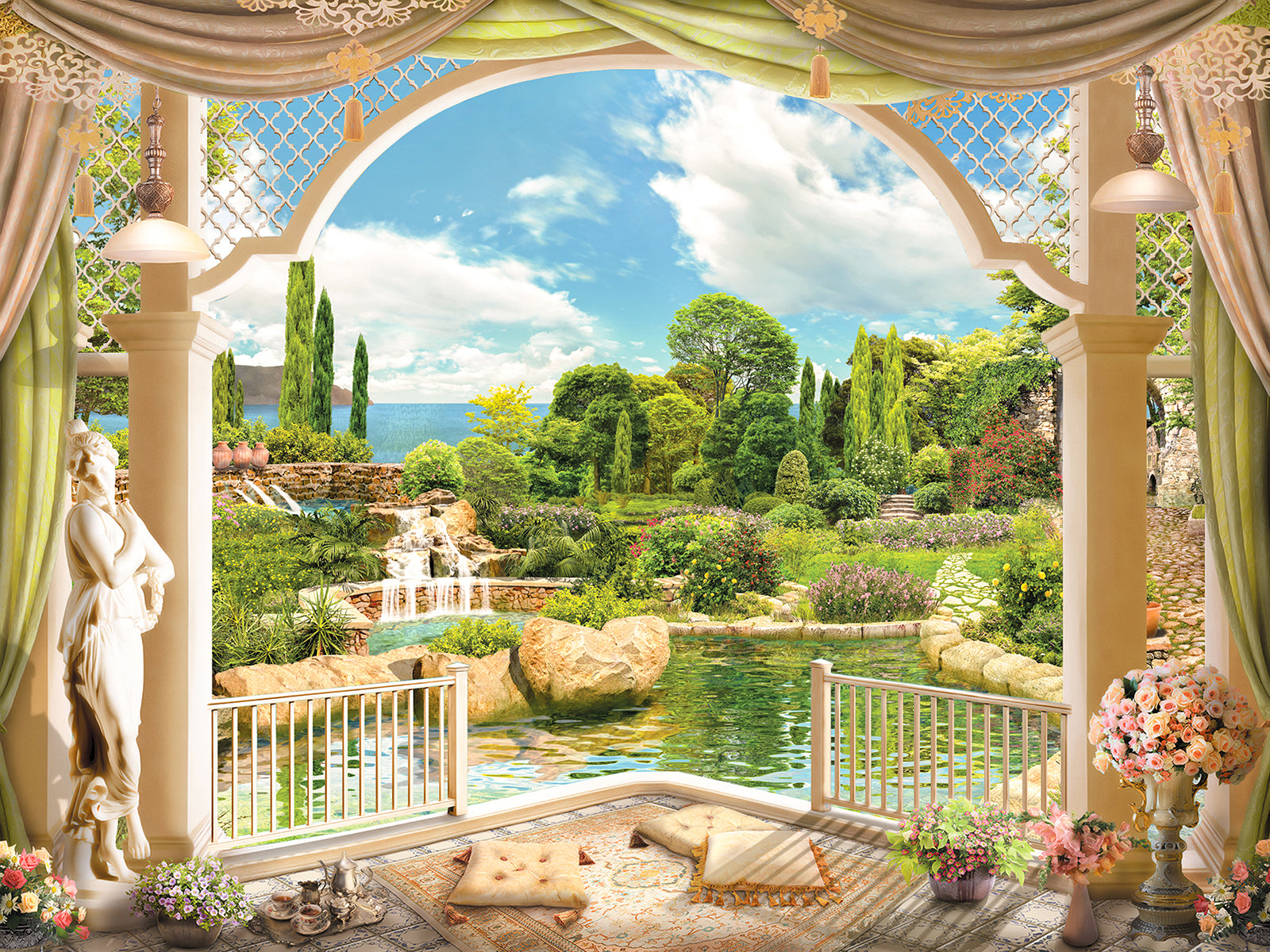 Balcon elegant spre grădină mediteraneană