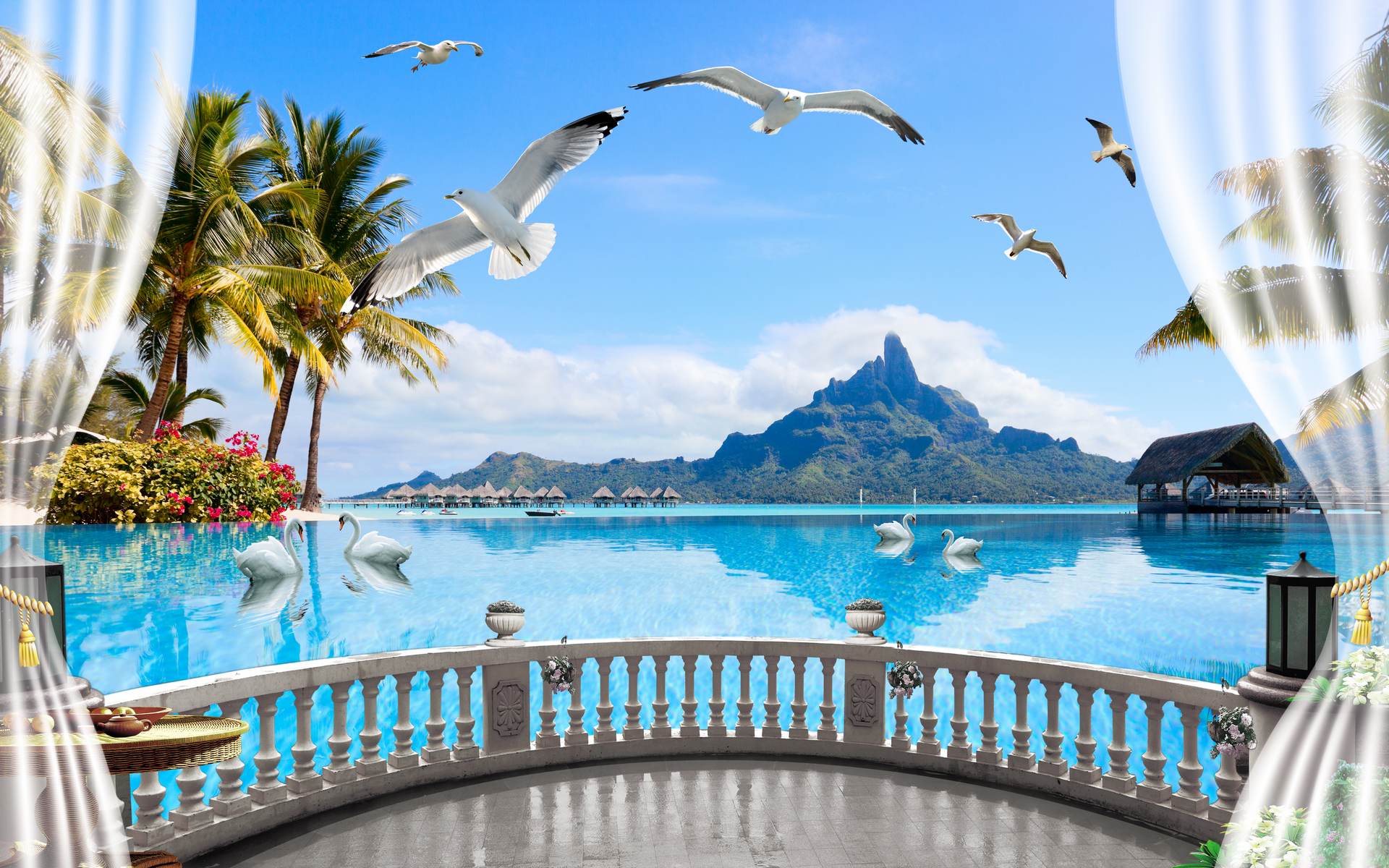 Balcon tropical cu vedere la insulă