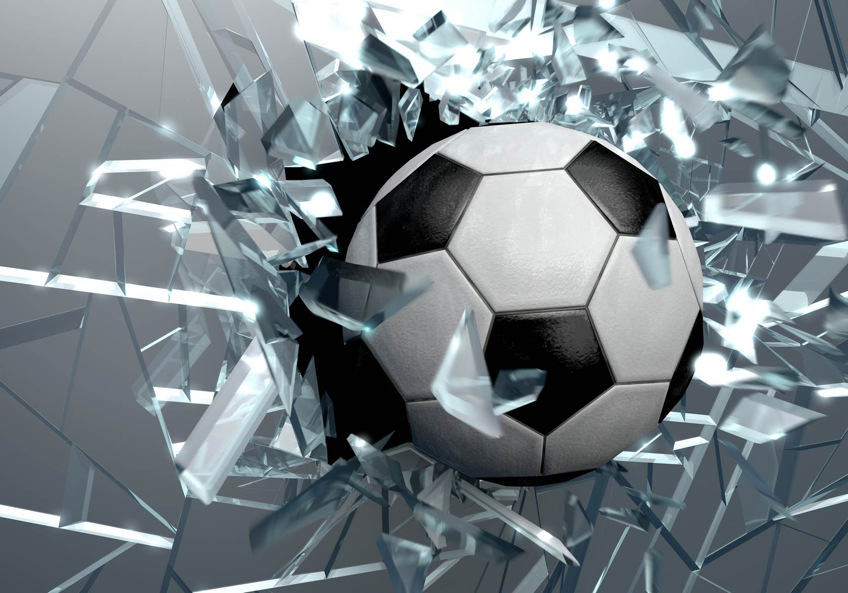 Minge de fotbal prin sticlă