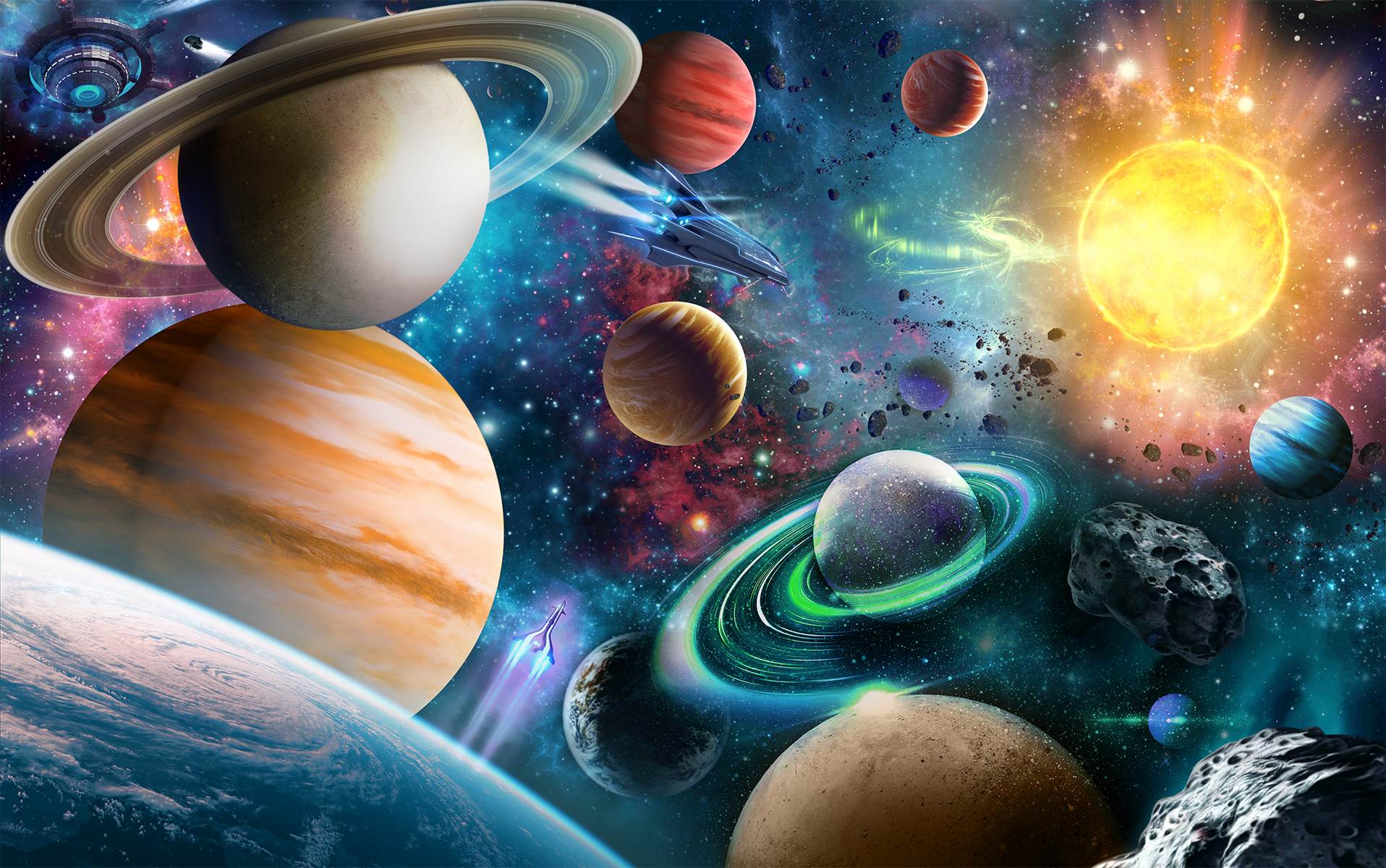 Planete colorate în galaxie