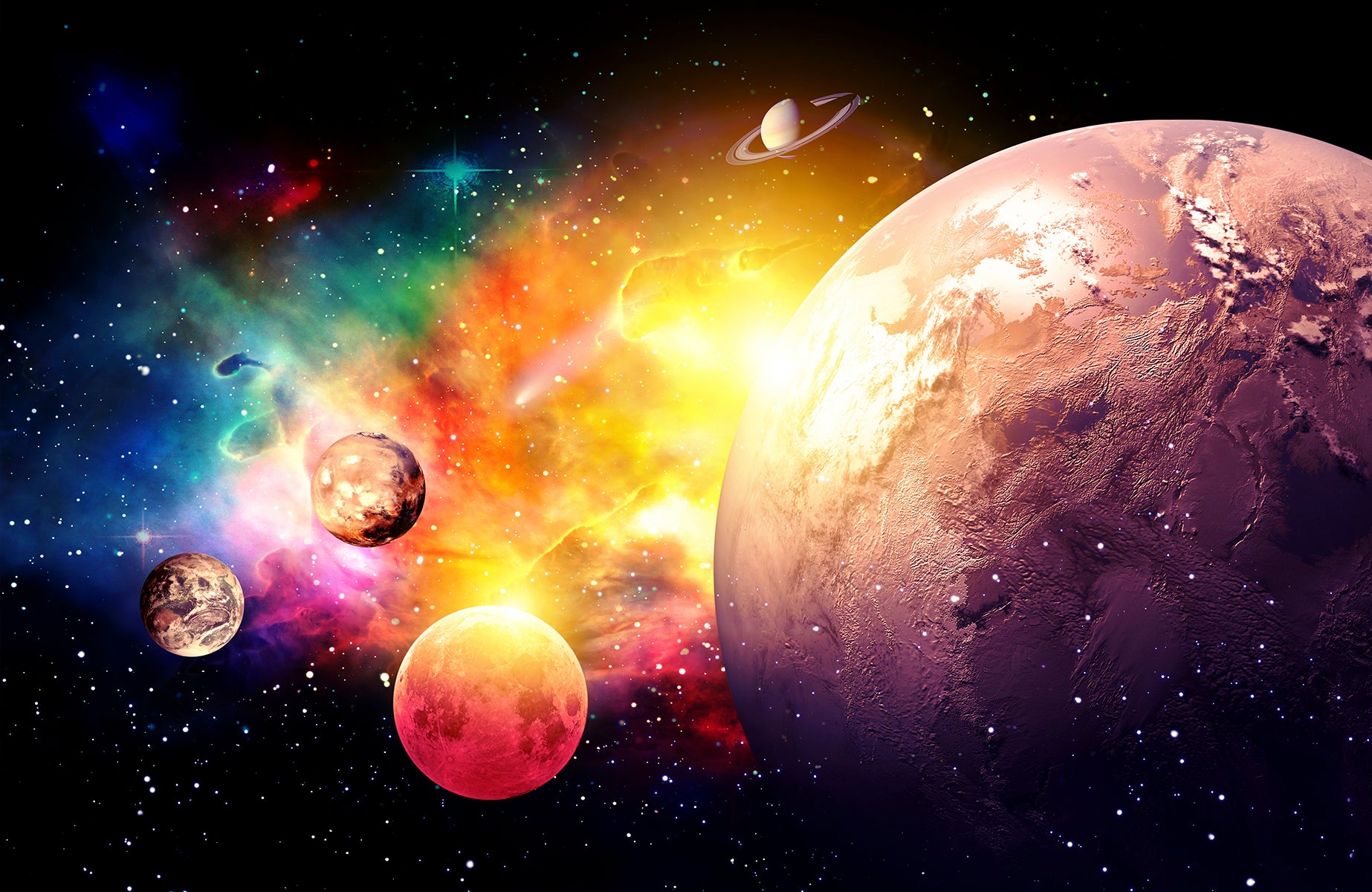 Planete luminoase în nebuloasă