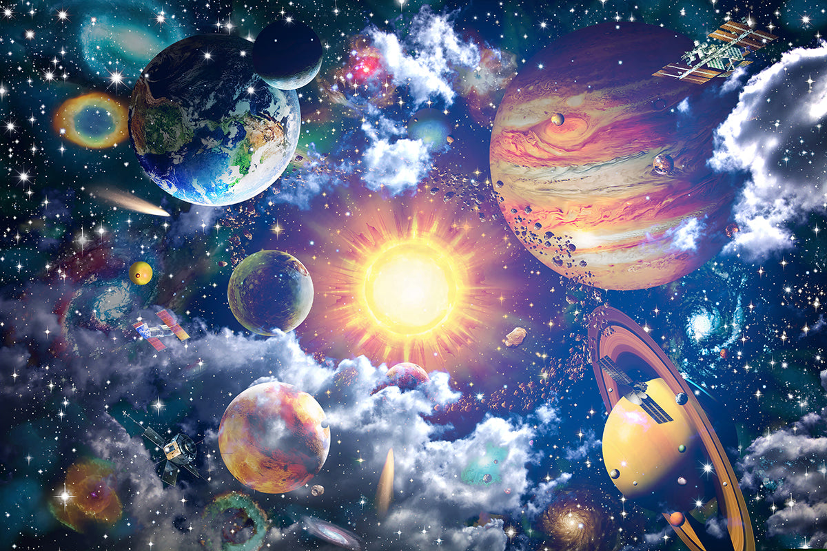 Rachetă și planete în cosmos