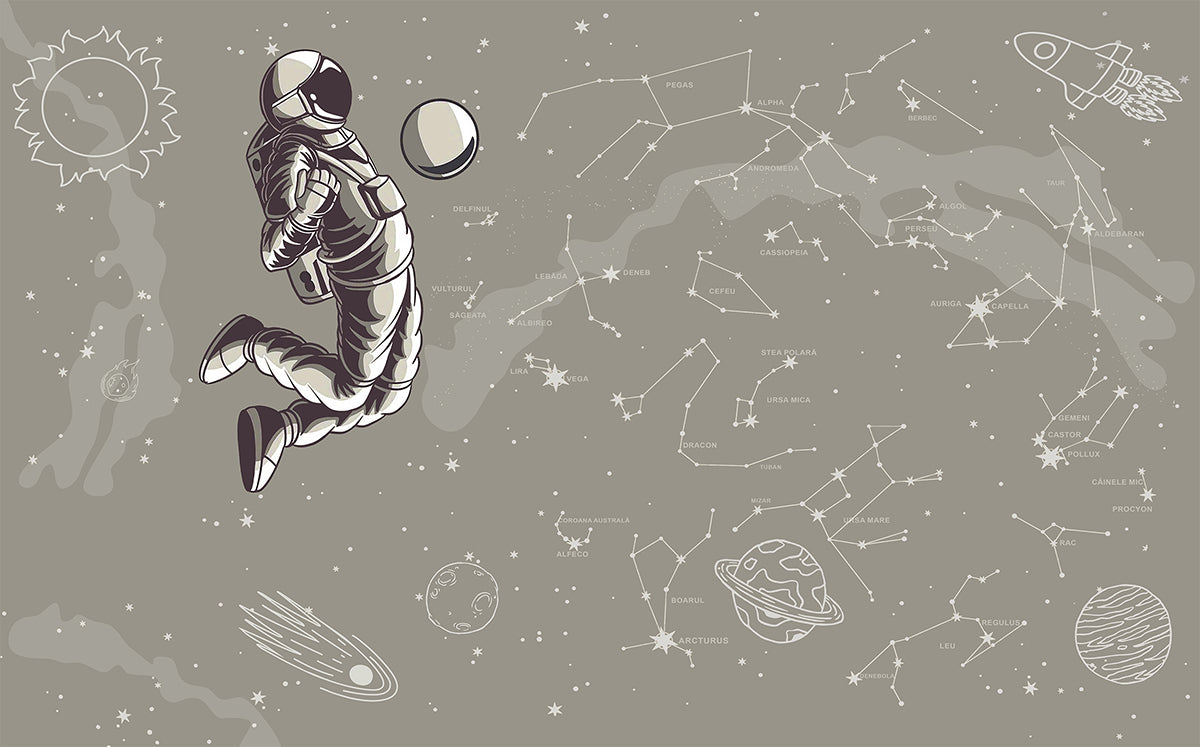 Astronaut plutind printre constelații