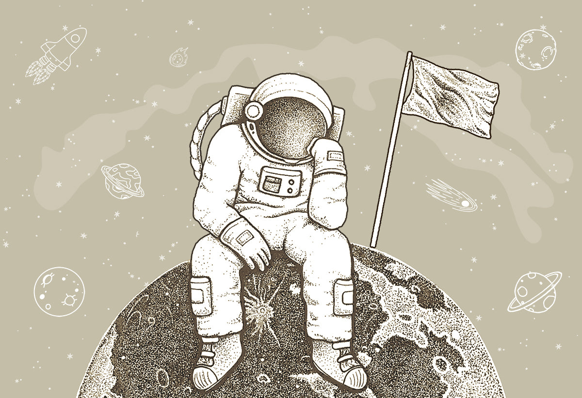 Astronaut pe Lună cu steag