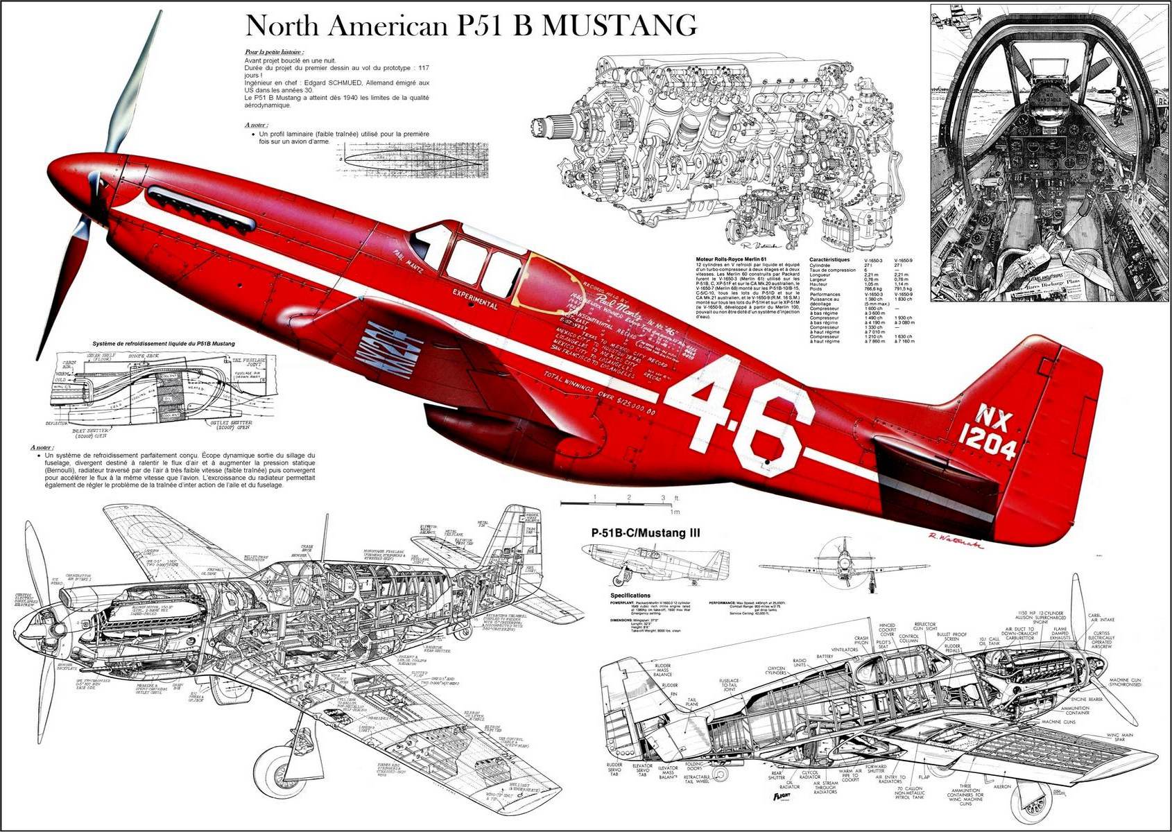 Avion roșu vintage Mustang