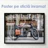 Poster - Motocicletă cu geantă de piele, 45 x 30 см, Panza pe cadru, Transport
