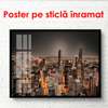 Постер - Вид с неба на ночной мегаполис, 45 x 30 см, Холст на подрамнике, Города и Карты