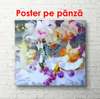 Poster - Abstract still life in purple color, 100 x 100 см, Framed poster on glass, Still Life