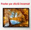 Poster - Autumn park with a waterfall, 90 x 60 см, Framed poster, Nature