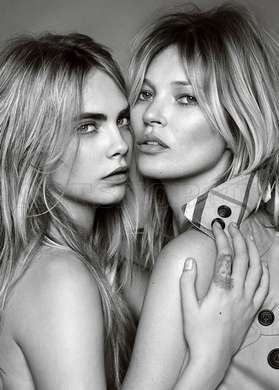 Poster - Kate Moss and Cara Delevingne, 60 x 90 см, Framed poster, Famous People