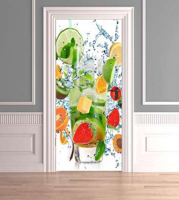 Stickere 3D pentru uși, Un cocktail de fructe, 60 x 90cm, Autocolant pentru Usi