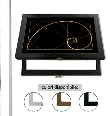 Multifunctional Wall Art - Golden Abstract Lines, 40x60cm, Black Frame