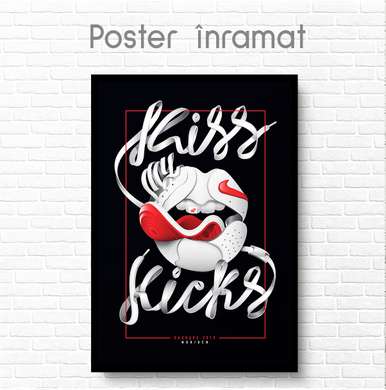 Постер - Белые губы, 60 x 90 см, Постер на Стекле в раме