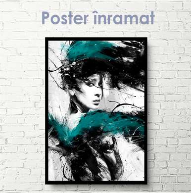 Poster - Painting of a girl in cold colors, 30 x 45 см, Canvas on frame, Different