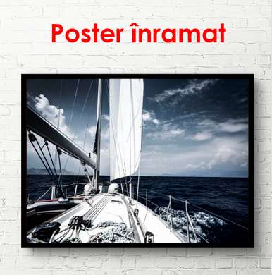 Poster - Iachtul pe mare, 90 x 60 см, Poster înrămat, Tema Marină