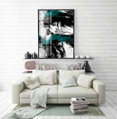 Poster - Painting of a girl in cold colors, 30 x 45 см, Canvas on frame, Different