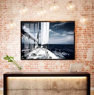 Poster - Yacht in the sea, 90 x 60 см, Framed poster, Marine Theme