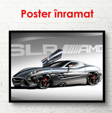 Poster - Black sports car, 90 x 60 см, Framed poster, Transport