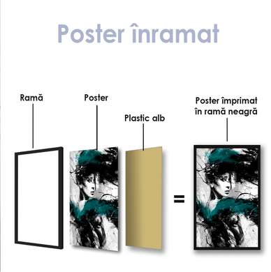 Poster - Pictează o fată în culori reci, 30 x 45 см, Panza pe cadru