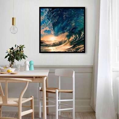 Poster - Valurile mării, 100 x 100 см, Poster înrămat