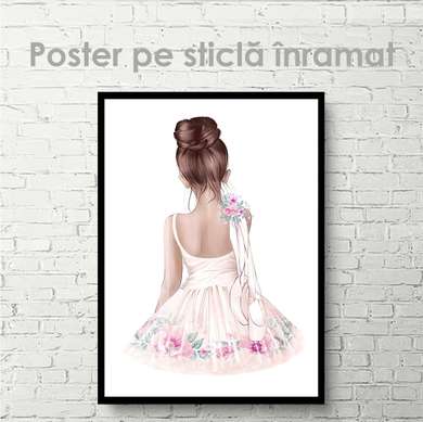 Poster - Girl, 60 x 90 см, Framed poster on glass, For Kids