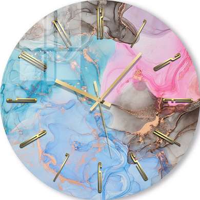 Ceas din sticlă - Culori delicate în stil de artă fluid, 40cm